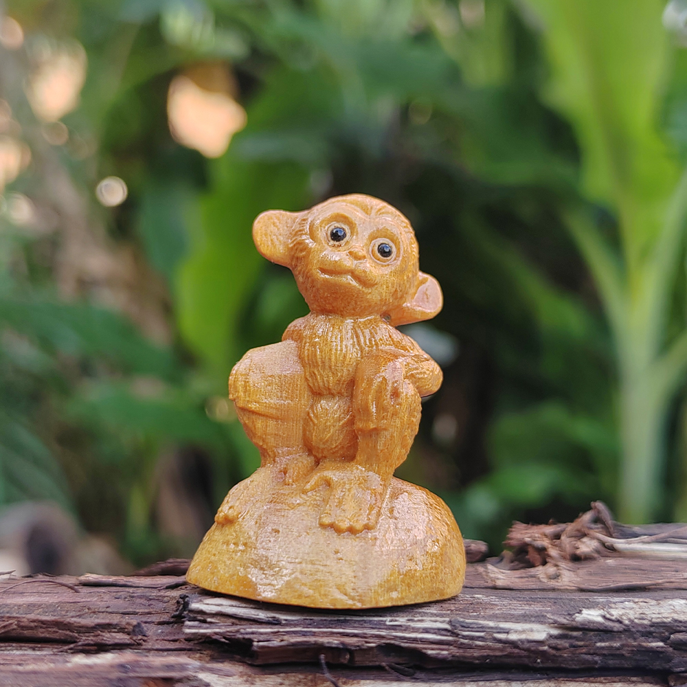 Art And Craft Jungle - Monkey Wood Carving Statue, Animal-Themed Art