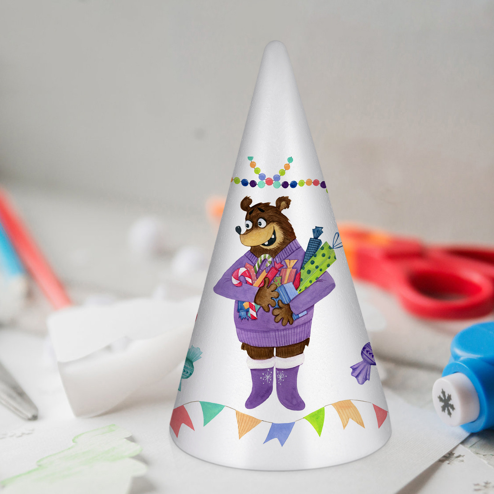 Art Craft For Preschool - DIY Craft Cone Shaped Foam Cones
