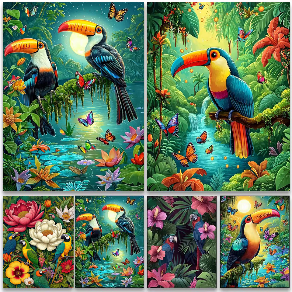 Art And Craft Jungle - New Arrivals Diamond Painting Parrot,Toucan, and
