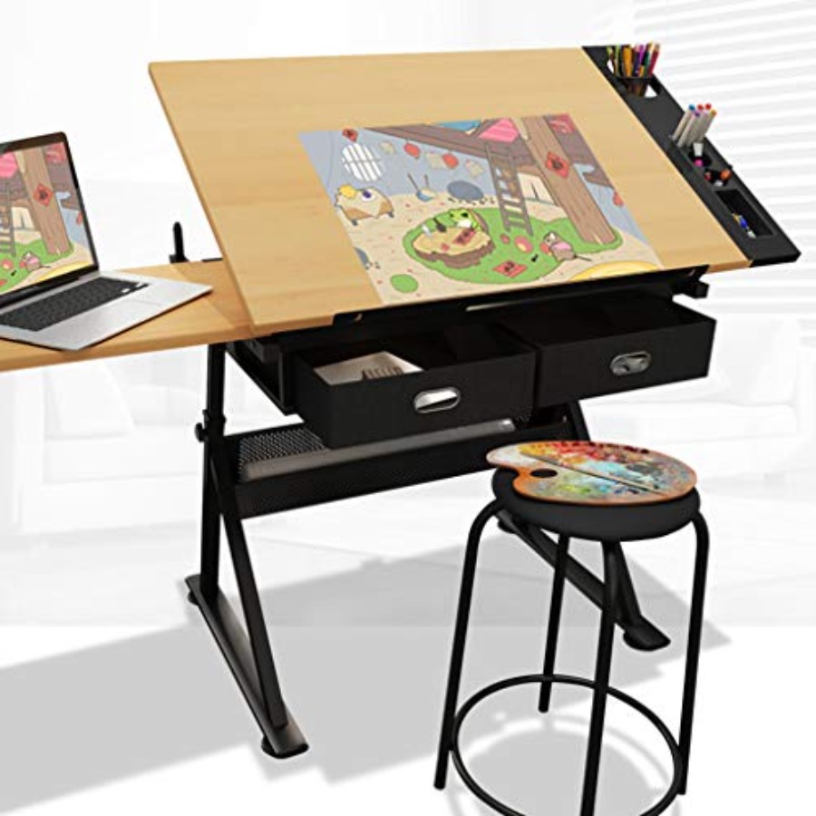 Art & Craft Paper For Kids - Drafting Table with Storage Height Adjustable