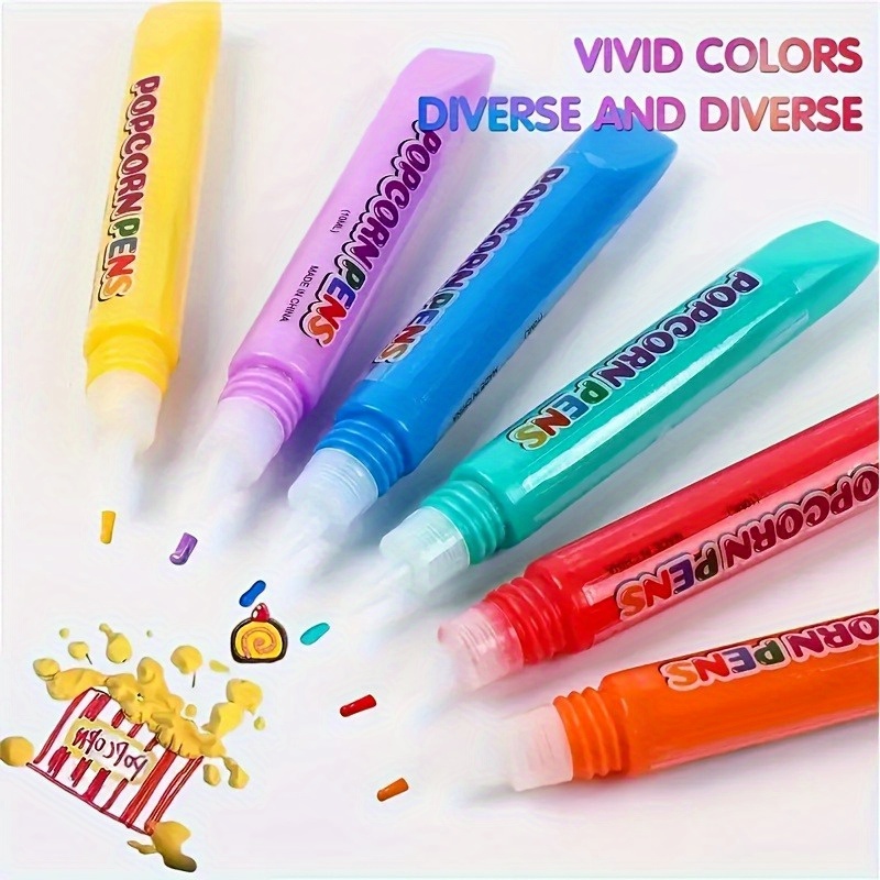 Art Craft 5 Year Old - 6pcs Puffy Popcorn Art Pens, 3D