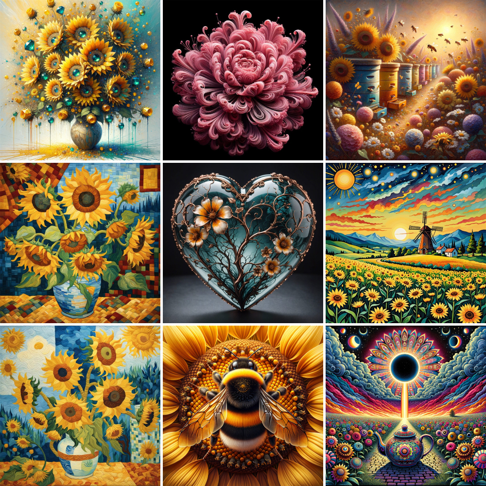 Art Craft Ideas For Adults - Flowers Sunflower Bee Paint By Numbers