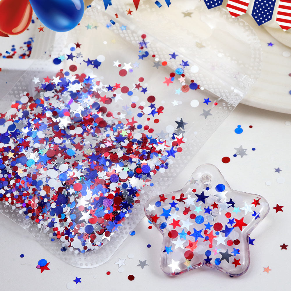 Art And Craft Independence Day - 5g Red Blue Polka Dots Glitter