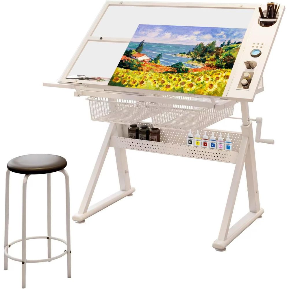 Art & Craft Valley - Adjustable Art Desk with Tempered Glass