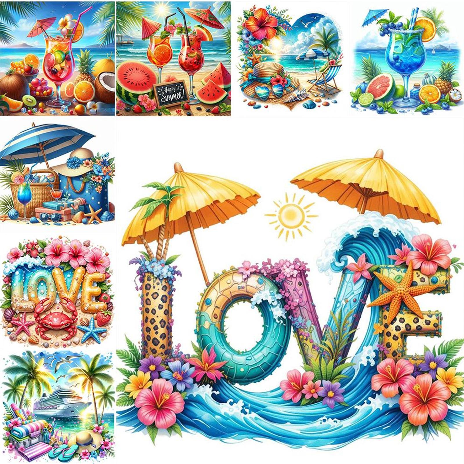 Art Craft Ideas For Adults - Summer Beach Full DIY 5D Round