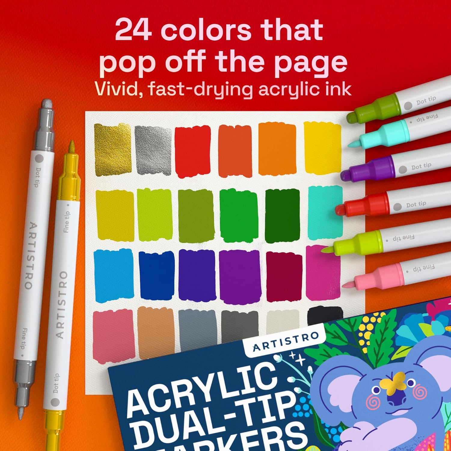 24 Dual-Tip Acrylic Paint Mark - Art Craft Ideas For Adults ulasan dan harga