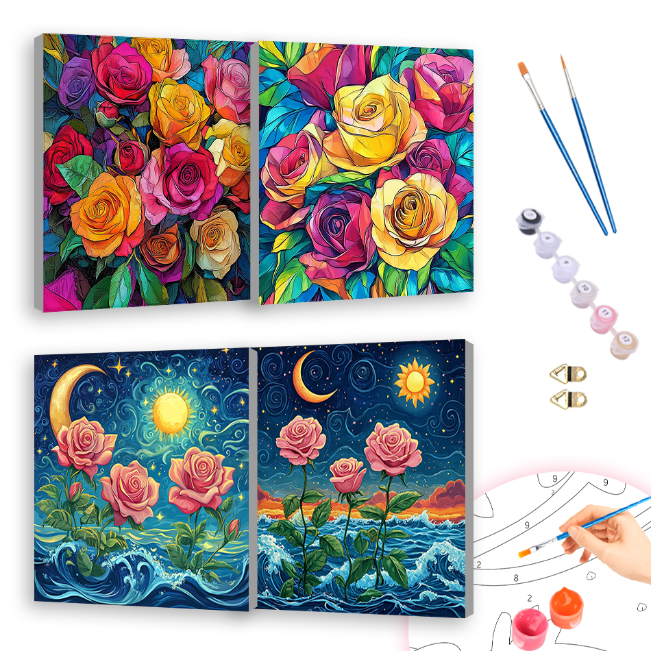 1pc frameless Oil Painting By  - Art Craft Rose ulasan dan harga