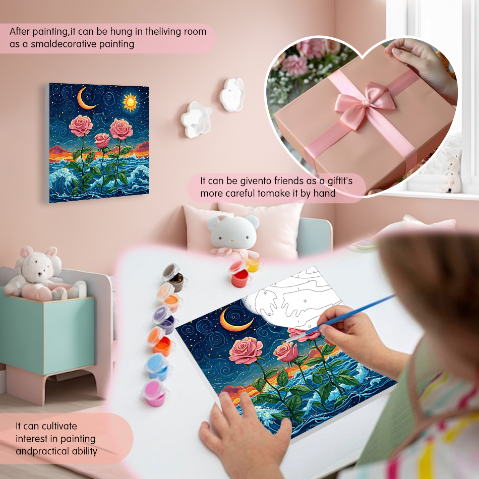 1pc frameless Oil Painting By  - Art Craft Rose ulasan dan harga