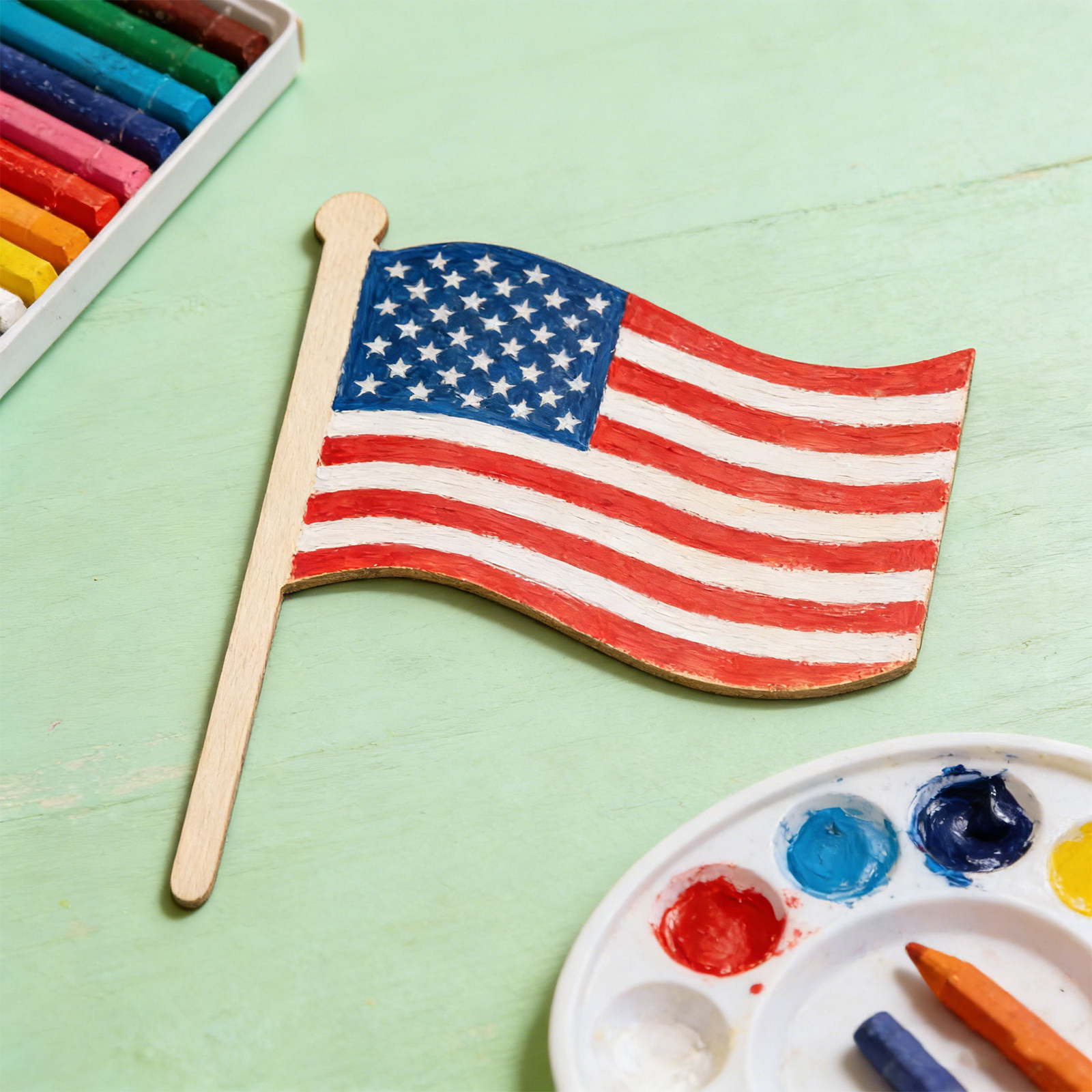 20Pcs Unfinished Wooden Flag S - Art And Craft Independence Day ulasan dan harga