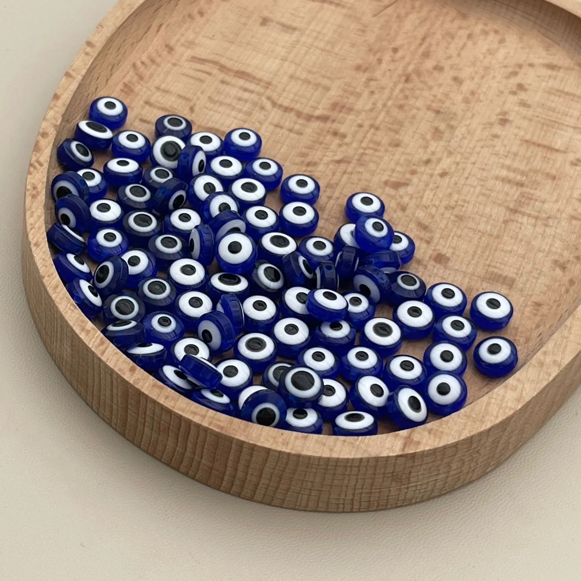 200pcs 8mm Blue Evil Eye Beads - Art Craft Eyes ulasan dan harga