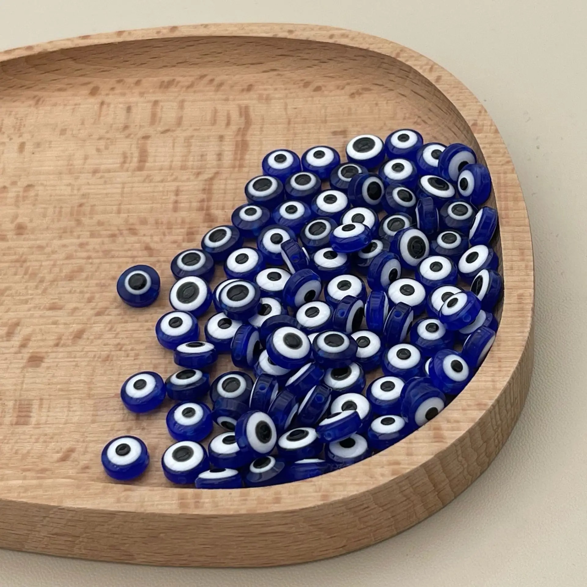 200pcs 8mm Blue Evil Eye Beads - Art Craft Eyes ulasan dan harga