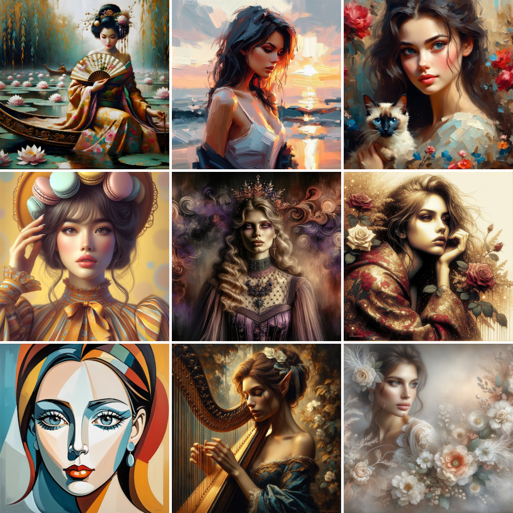 Portrait Girl Flowers Paint By - Art Craft Ideas For Adults ulasan dan harga