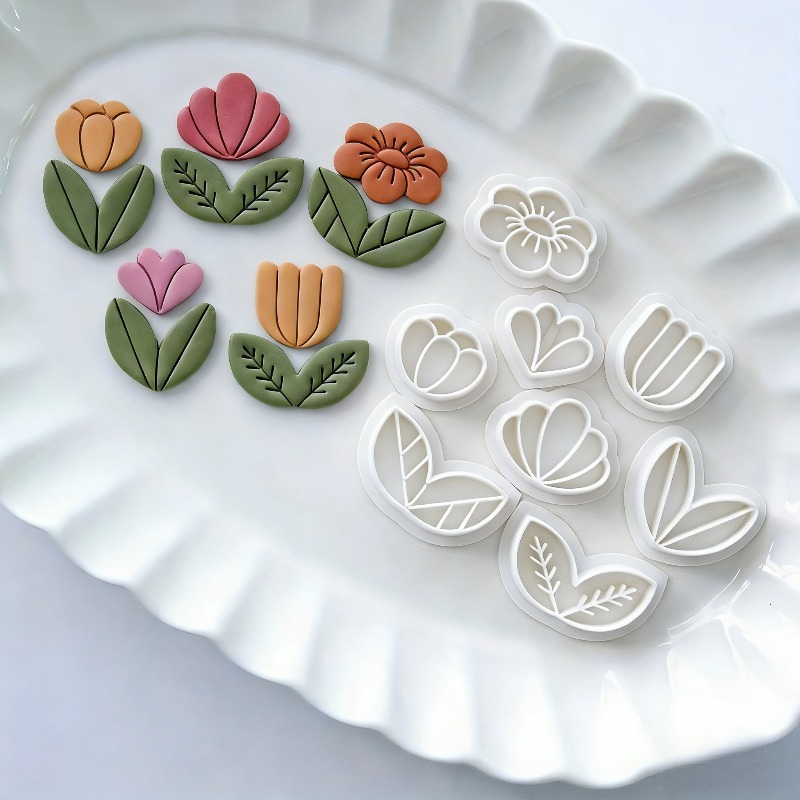 8Pcs Floral Leaf Polymer Clay  - Art Craft With Leaves ulasan dan harga