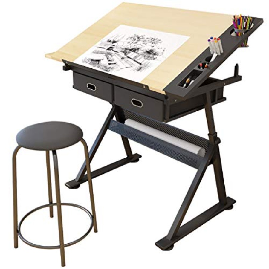 Drafting Table with Storage He - Art & Craft Paper For Kids ulasan dan harga