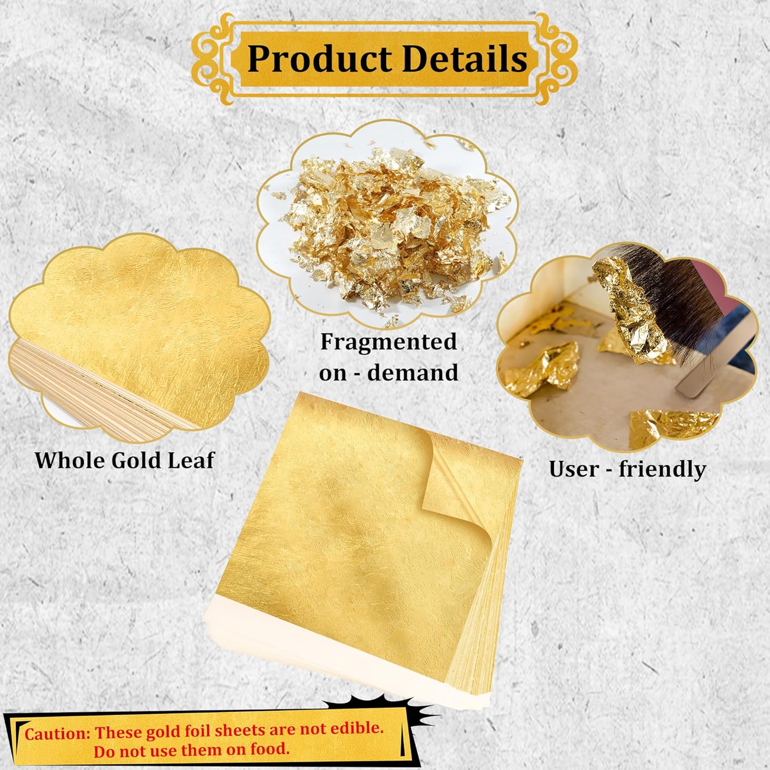 300Pcs Gold Leaf Sheets 5.1x5. - Art Craft With Leaves ulasan dan harga
