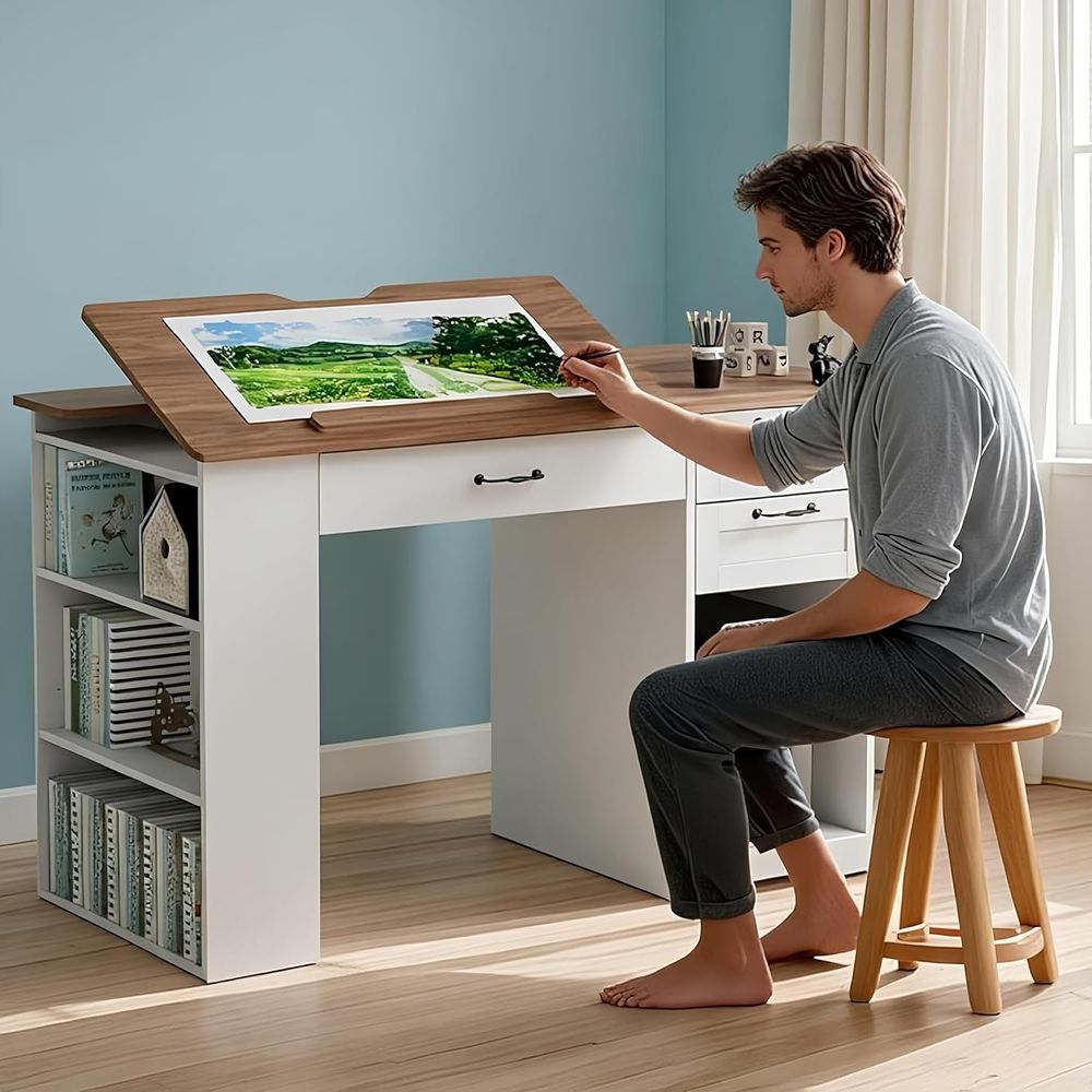 Adjustable Desk with Storage a - Art & Craft Valley ulasan dan harga