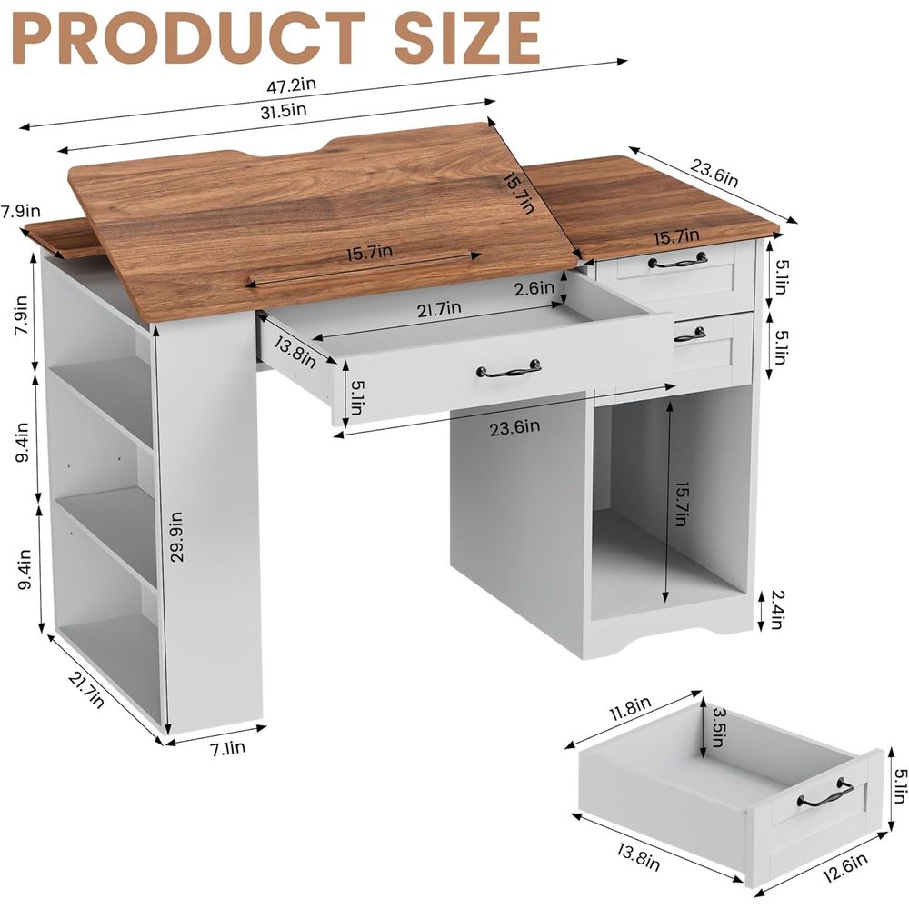 Adjustable Desk with Storage a - Art & Craft Valley ulasan dan harga