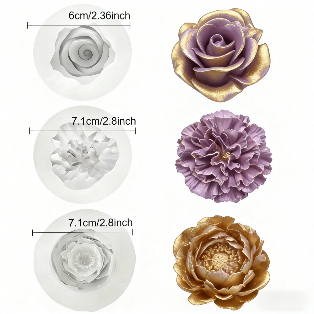 3-Piece Silicone Molds for Ros - Art Craft Rose ulasan dan harga