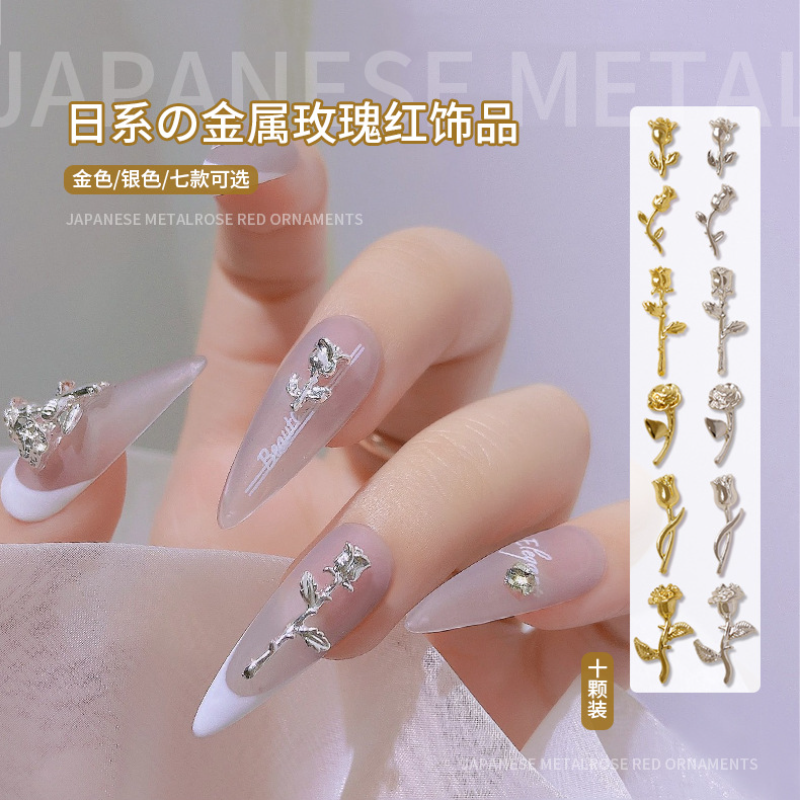 10Pcs 3D Rose Nail Art Ornamen - Art Craft Rose ulasan dan harga