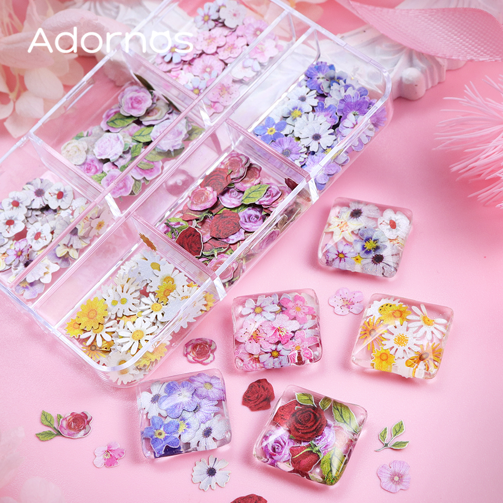6 Grids Flowers Wood Pulp Chip - Art Craft Rose ulasan dan harga