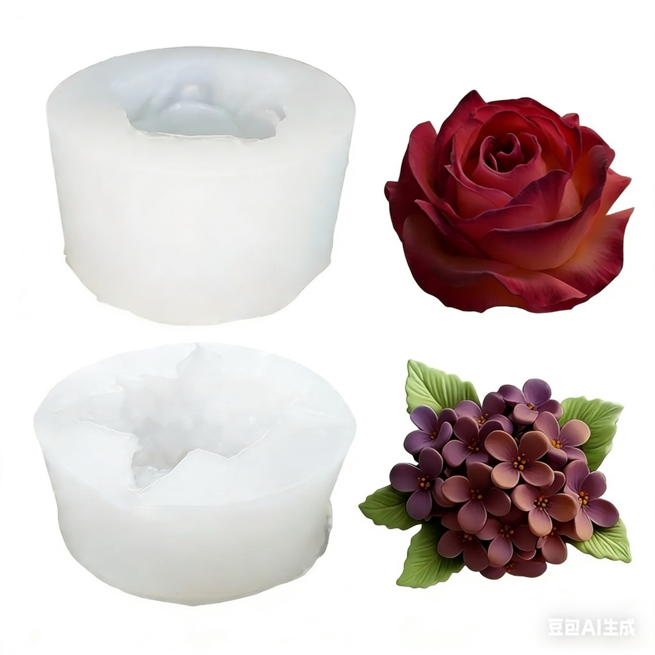 2-Piece 3D Rose and Lilac Sili - Art Craft Rose ulasan dan harga