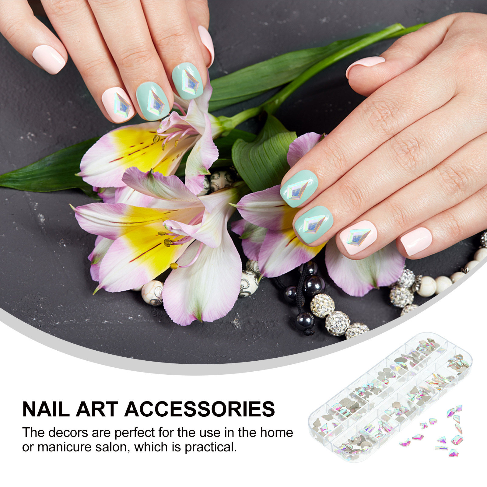 Premium Glass Nail Charms Flat - Art Craft Glasses Frames ulasan dan harga