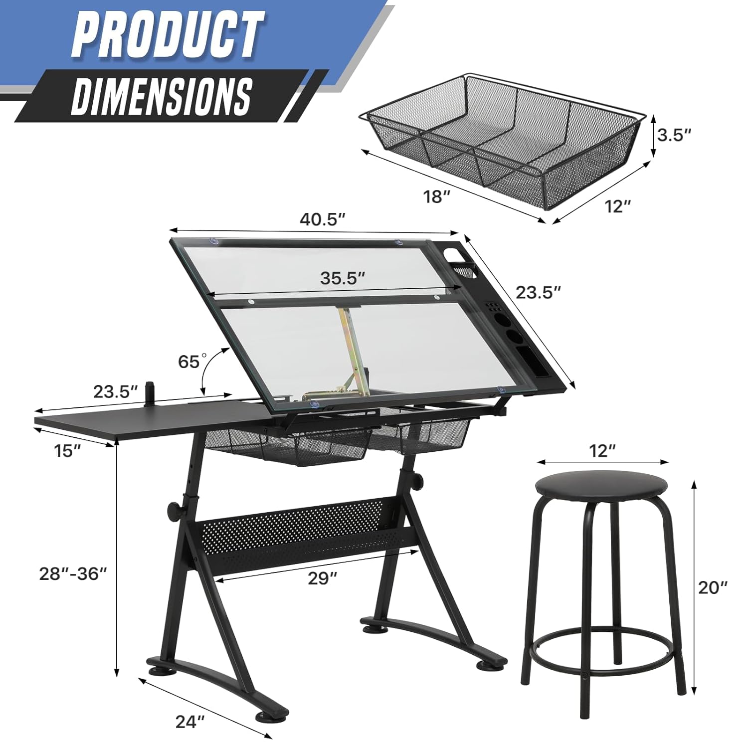 Drafting Table with Height Adj - Art & Craft Valley ulasan dan harga