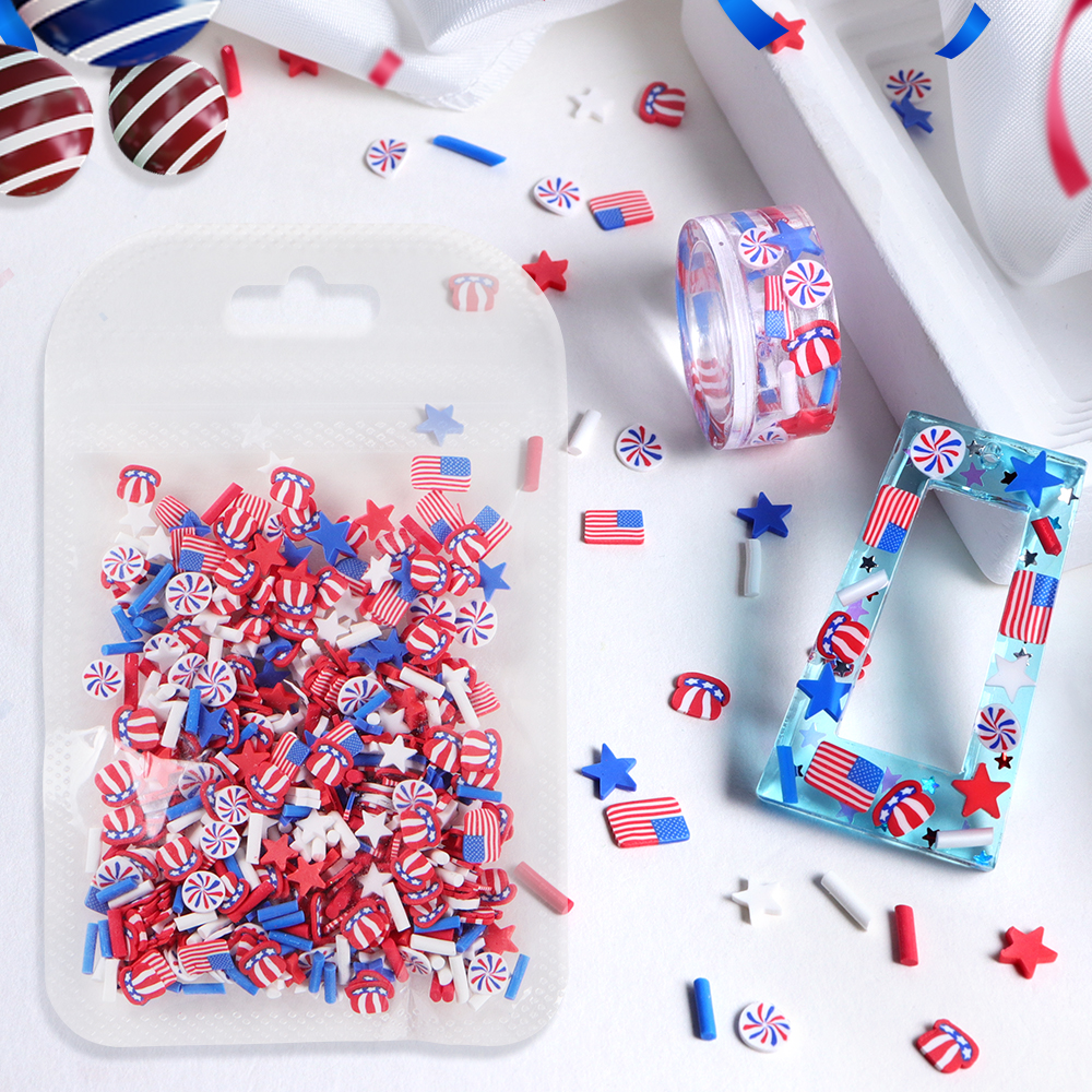 10g Red Blue White Stars Epoxy - Art And Craft Independence Day ulasan dan harga