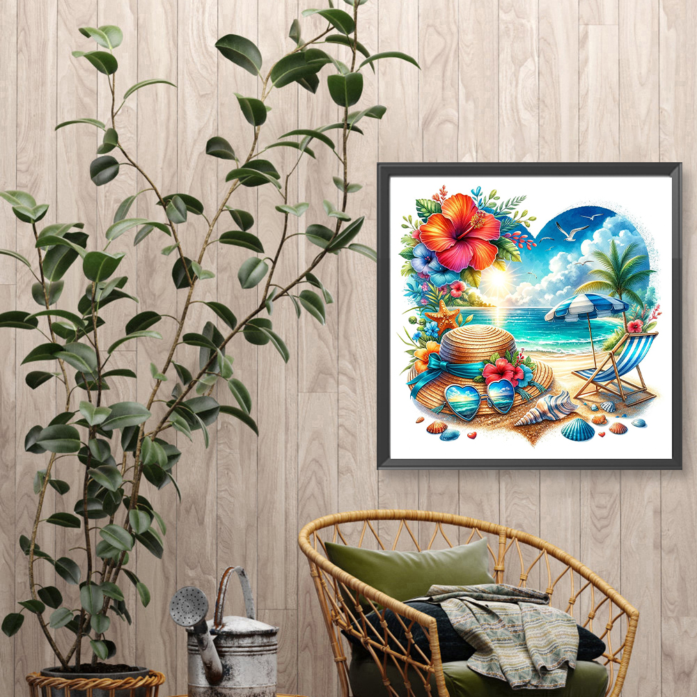 Summer Beach Full DIY 5D Round - Art Craft Ideas For Adults ulasan dan harga