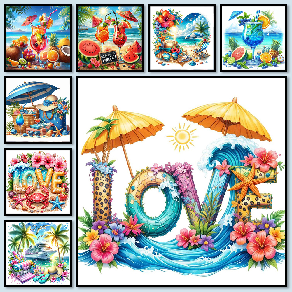 Summer Beach Full DIY 5D Round - Art Craft Ideas For Adults ulasan dan harga