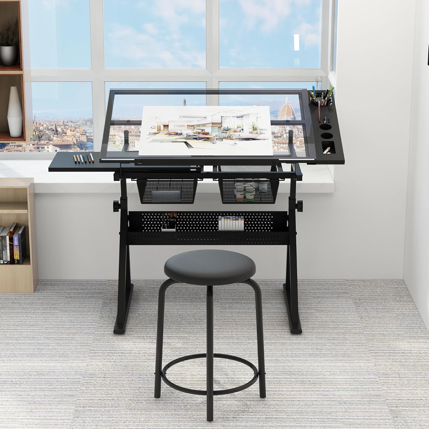 Table w/Stool, Height Adjustab - Art & Craft Valley ulasan dan harga