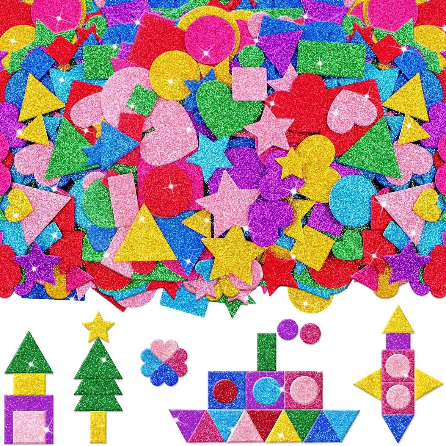 1000 Pcs Glitter Self Adhesive - Art Craft For Preschool ulasan dan harga