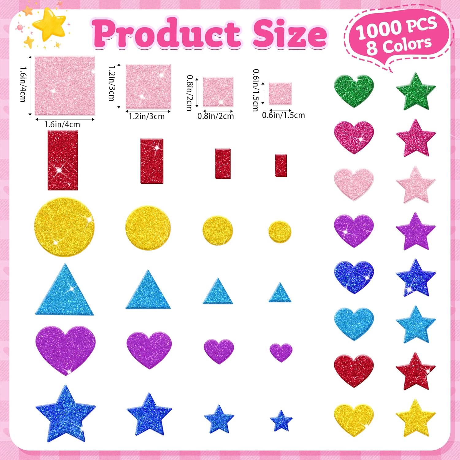 1000 Pcs Glitter Self Adhesive - Art Craft For Preschool ulasan dan harga