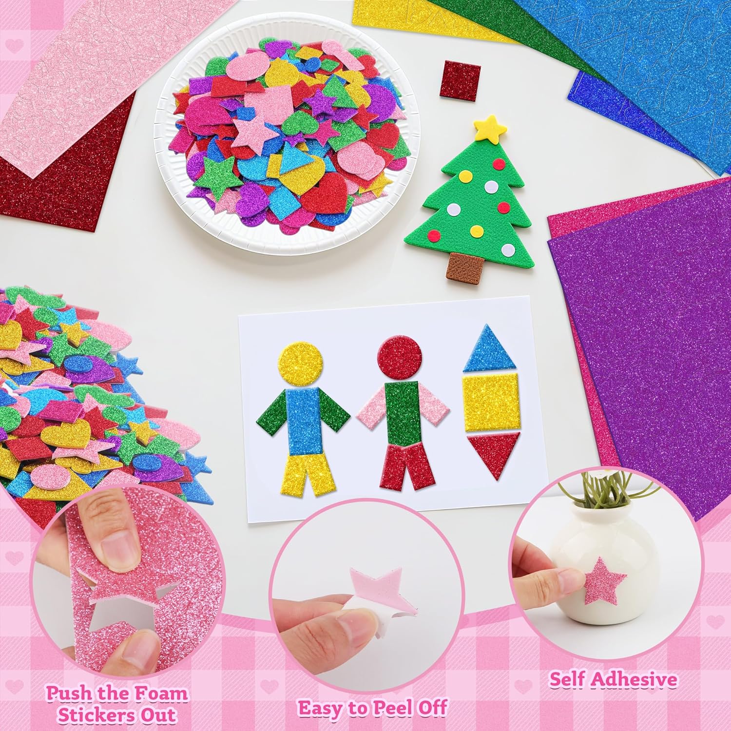 1000 Pcs Glitter Self Adhesive - Art Craft For Preschool ulasan dan harga