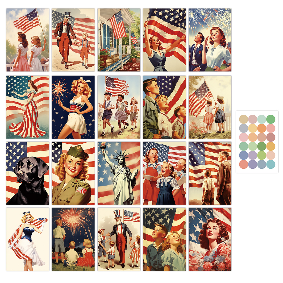 20pcs Vintage America Annivers - Art And Craft Independence Day ulasan dan harga